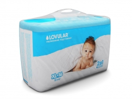 Подгузники детские Lovular, размер Xl, 13+ кг. 16 шт/уп