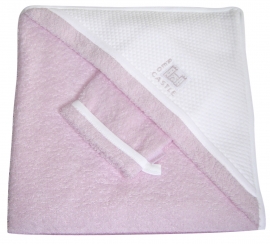 Махровое полотенце с уголком и варежка Red Castle Pink/White