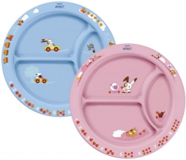 Avent Philips Тарелка с разделителями для порций, 12 м+, голубая и розовая (SCF702/01)